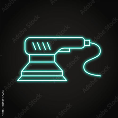 Electric orbital sander neon icon