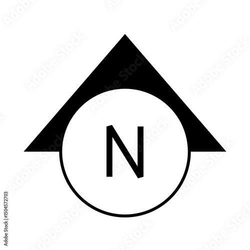 Architectural north arrow and compass outline vector