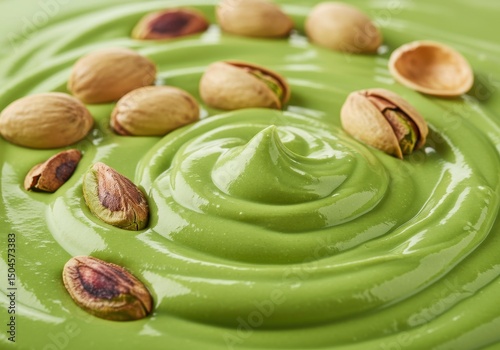 Wallpaper Mural Thick green pistachio cream with generous topping of whole pistachios. Suitable for dessert ads or gourmet food illustrations. Torontodigital.ca