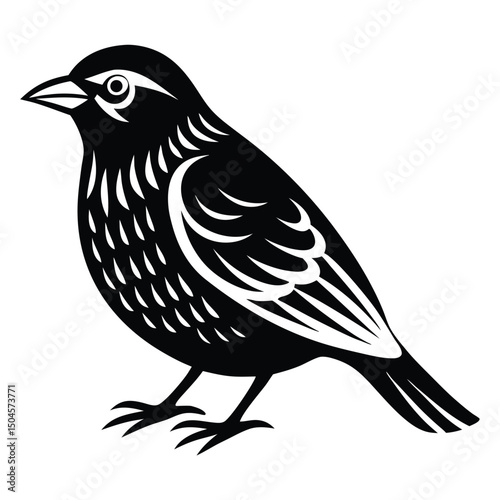 Bird icon, silhouette, black and white logo on white background