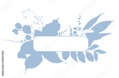 Vector floral frames with silhouettes of branches, leaves and flowers.. Monochrome silhouette of minimalistic laconic plant frames wreaths. botanical borders and wreaths for wedding invitation, card. 