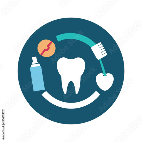 Toothbrush Floss and Tooth Circle Logo
