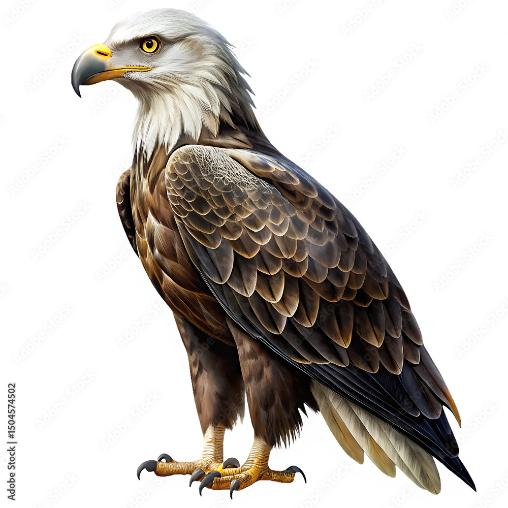 Obraz premium Majestic bald eagle bird of prey isolated on a white background png