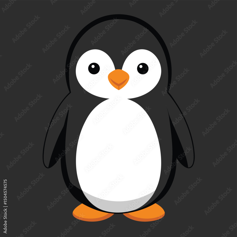 Naklejka premium Adorable cartoon penguin illustration with simple flat design perfect for children and nature