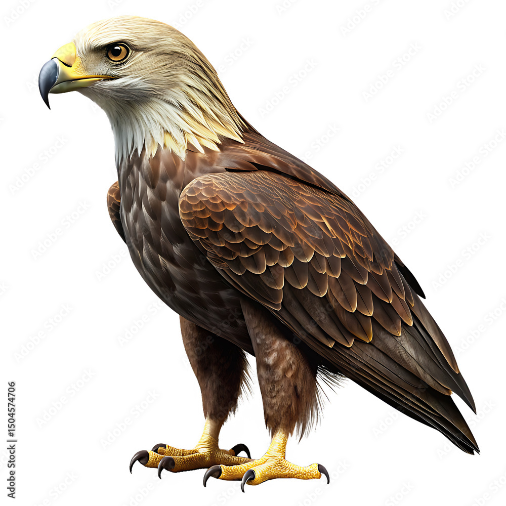 Obraz premium Majestic eagle bird of prey isolated on a white background png