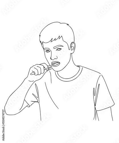 Man brushing teeth