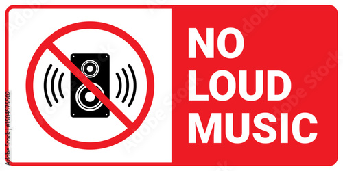 No Loud Music Sign Vector Illustration