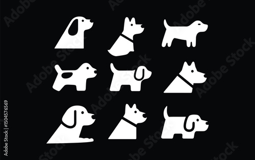 Sets of cute dog's vector in a black background