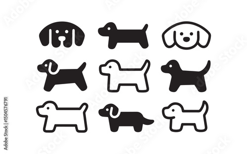 Puppy Icon Set: Playful and simplified, an adorable assortment of canine icons.