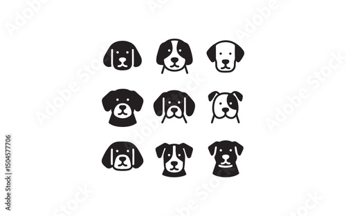 Canine Companions Collection: A meticulously designed collection of adorable dog illustrations showcase an array of breeds, each captured in a simple, yet emotive, style.