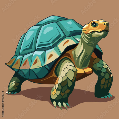 Colorful illustration of a walking tortoise depicting vibrant animal illustration for educational purposes