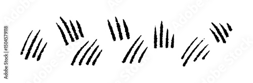 Bear and cat scratch marks with claw damage effect. Flat vector illustration isolated on white background.
