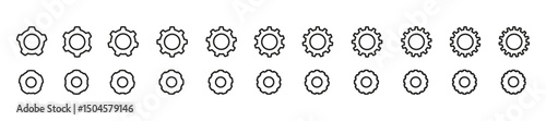 Cartoon gear doodle with hand-drawn cogwheel. Industrial mechanism sketch in grunge pencil style. Flat vector illustration isolated on white background.