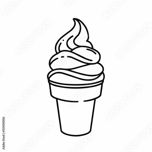 Ice cream cone with soft serve in a simple outline design  