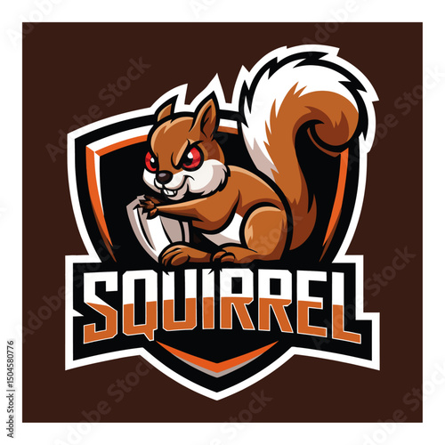 Aggressive Squirrel Shield Team Logo

