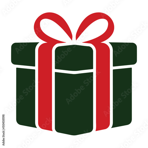 A wrapped red gift box with a green bow offers a delightful surprise for any holiday celebration
