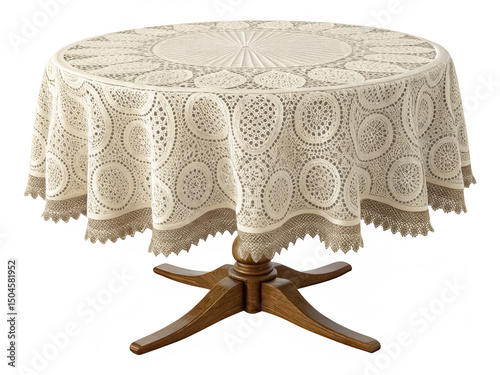 Vintage lace tablecloth isolated PNG antique fabric PNG decorative lace cloth PNG classic textile PNG retro table decor PNG elegant lace fabric PNG transparent background image