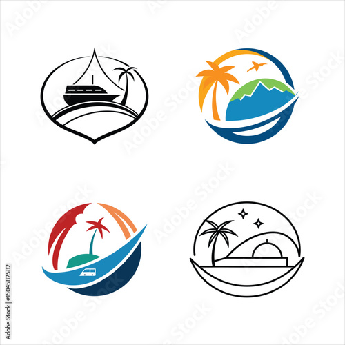  Travel Agency Logo Vector Design Holiday Tour Icon Set