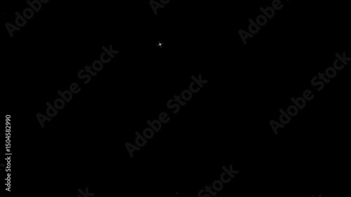 Glowing stars sparkle on black screen background alpha channel. Star twinkling, sparkle star animation, light effect, night sky. 4k animation.