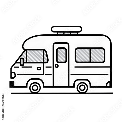 Camper Van Icon – RV Travel Line Art Symbol for Road Trip and Adventure