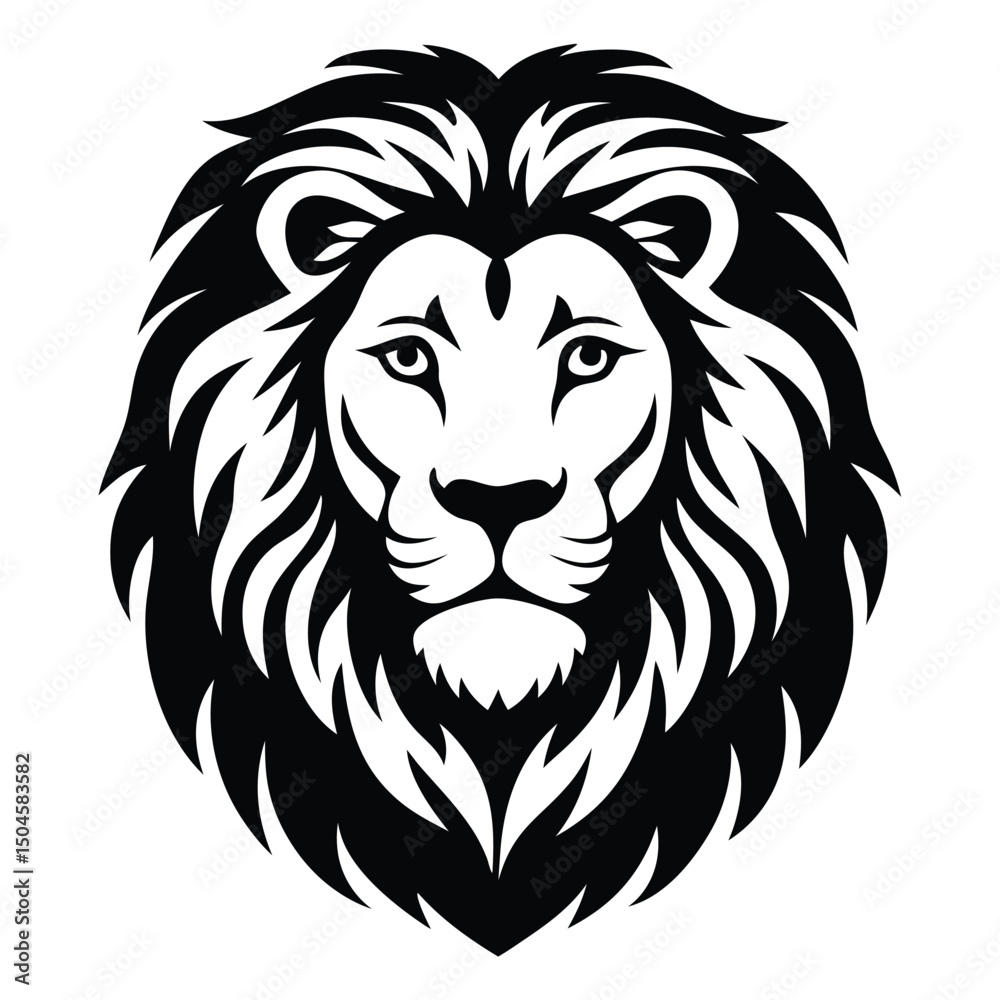 Obraz premium Silhouette of a Regal Lion Head vector clip art