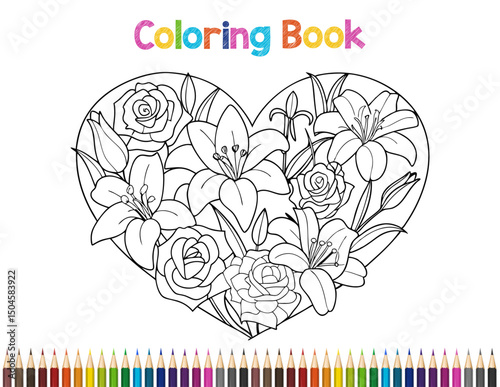 Intricate Coloring Book Page Design Featuring Geometric Shapes and Floral Elements Ready for Creative Color Application and Artistic Expression on Paper