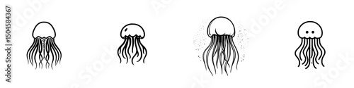 Vector illustration of jellyfish showcasing unique designs for creative projects and educational purposes
