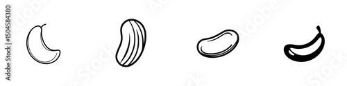 Vector illustration of diverse bean icons showcasing various shapes and styles in a minimalist design suitable for multiple applications