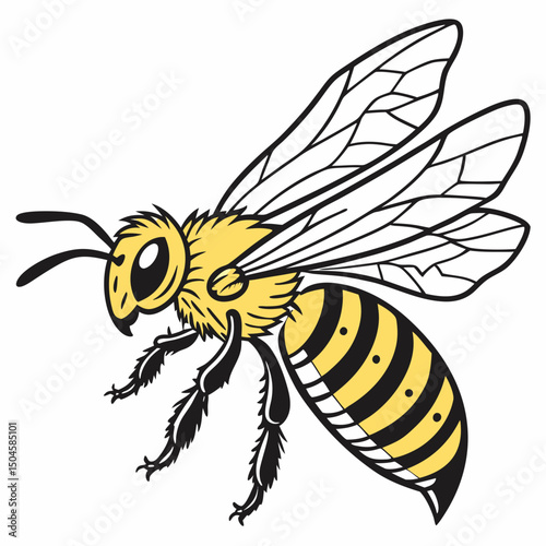 Detailed Bee Vector Illustration – Honeybee Graphic Design