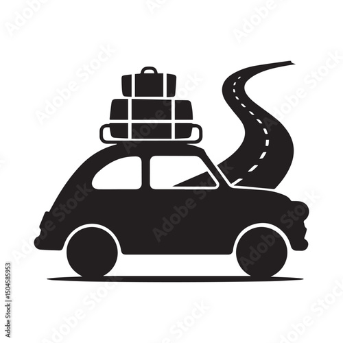 A vector illustration shows a car and taxi, representing auto transportation and travel with a cartoon design