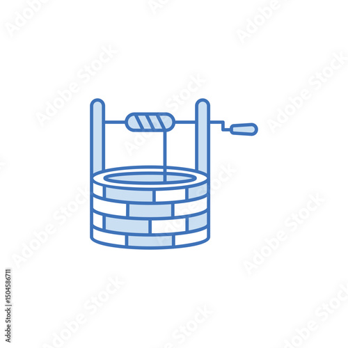 Water Well icon design with white background stock illustration