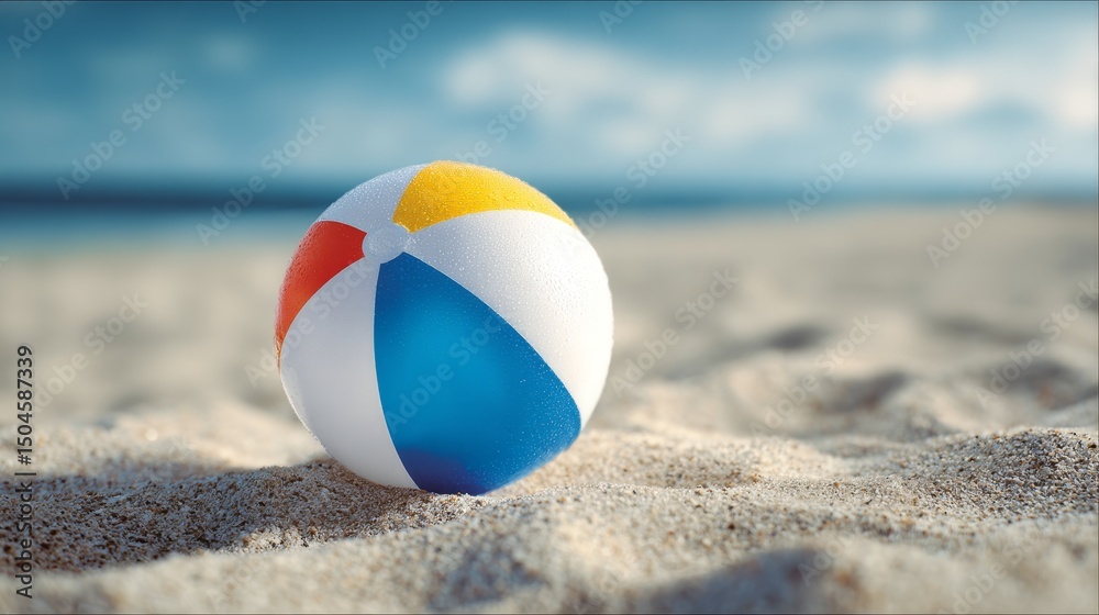 Obraz premium Beach ball on sandy shore