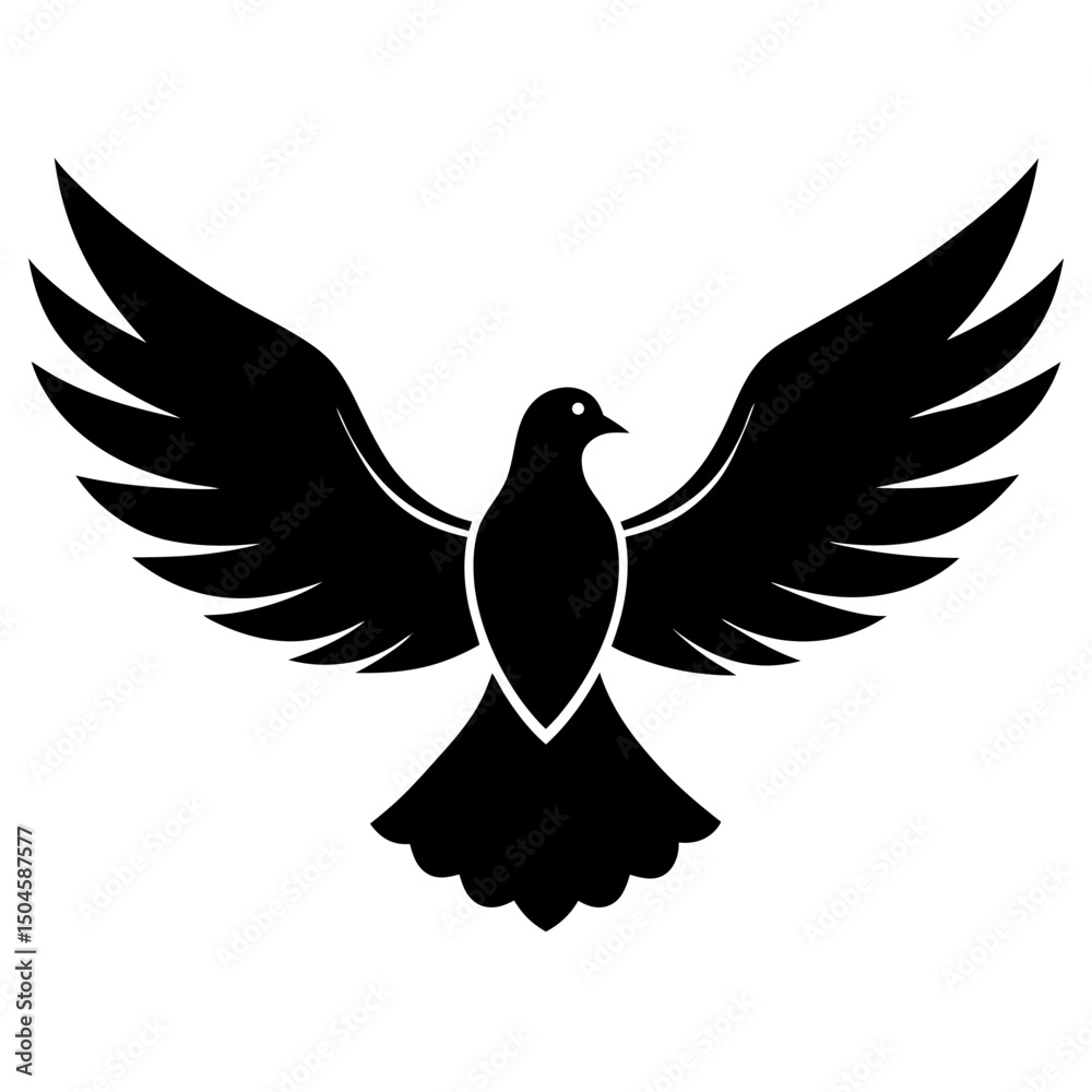 Obraz premium Flying dove bird animal silhouette vector illustration