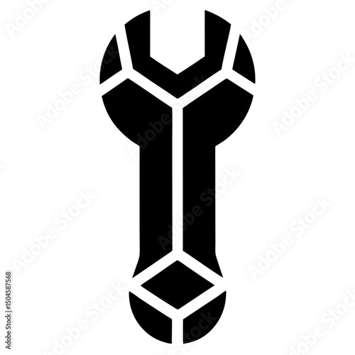 Wrench tool in black silhouette vector illustration