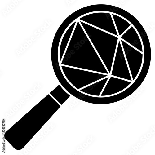 Magnifier glass with lines silhouette vector illustration