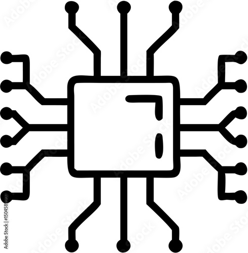 Minimal Chip Line Icon Vector