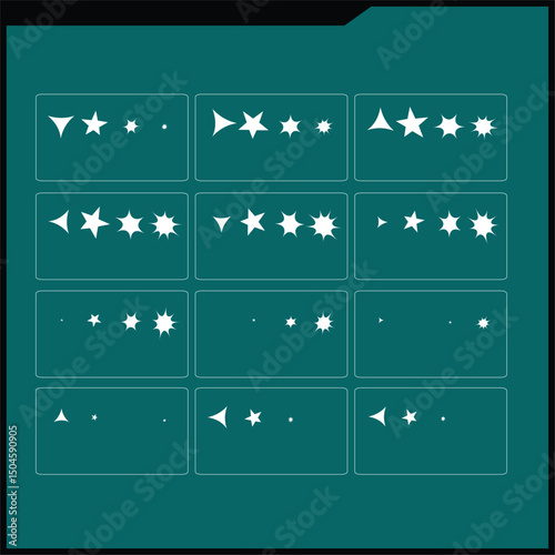  multiple Stars and Line Pulse Animation - Frame by Frame Sequence
