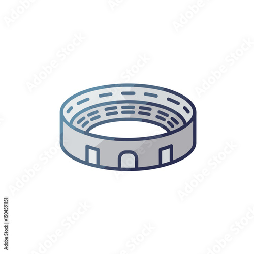 Illustration of a classic coliseum. Minimalistic vector icon, linear gradient. Flat modern design for interfaces and web design on the theme of history and culture.