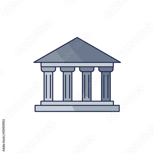 Classic architectural building with columns. Minimalistic vector icon, linear gradient. Flat modern design for interfaces and web design on the theme of history and culture.