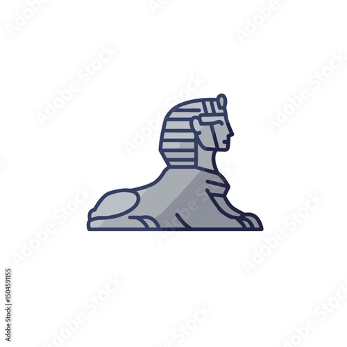 Iconic sphinx sculpture. Minimalistic vector icon, linear gradient. Flat modern design for interfaces and web design on the theme of history and culture.