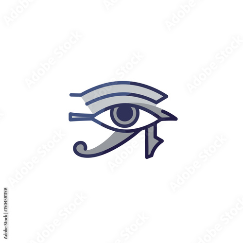 Eye of Horus  design in modern graphic style  . Minimal vector icon, linear gradient. Flat modern design for interfaces and web design on the theme of history and culture.