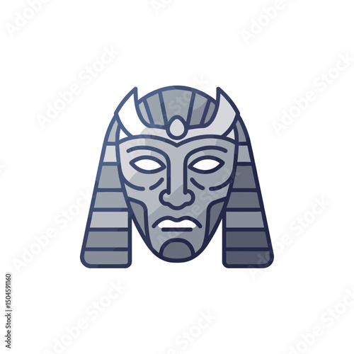 Stylized face of ancient Egyptian pharaoh in minimalistic design. Minimal vector icon, linear gradient. Flat modern design for interfaces and web design on history and culture theme.