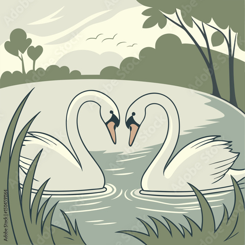 swans in the lake