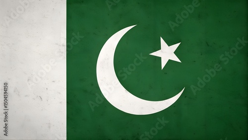 Flag of Pakistan with Crescent and Star on Green Background – National Symbol for Identity and Patriotism