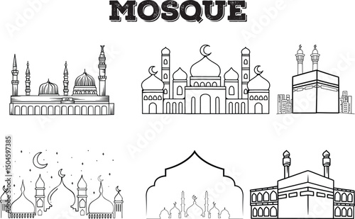 Islamic Mosque Silhouette Vector – Ramadan and Holy Architecture Design