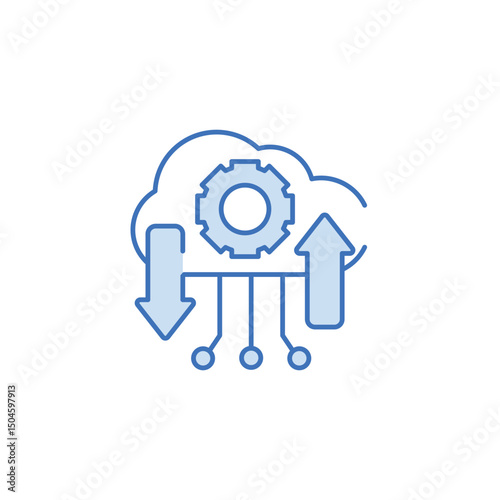 Cloud Exchange Data icon design with white background stock illustration