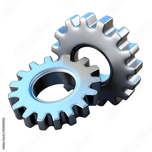 3d illustration of two gear wheels at white background.