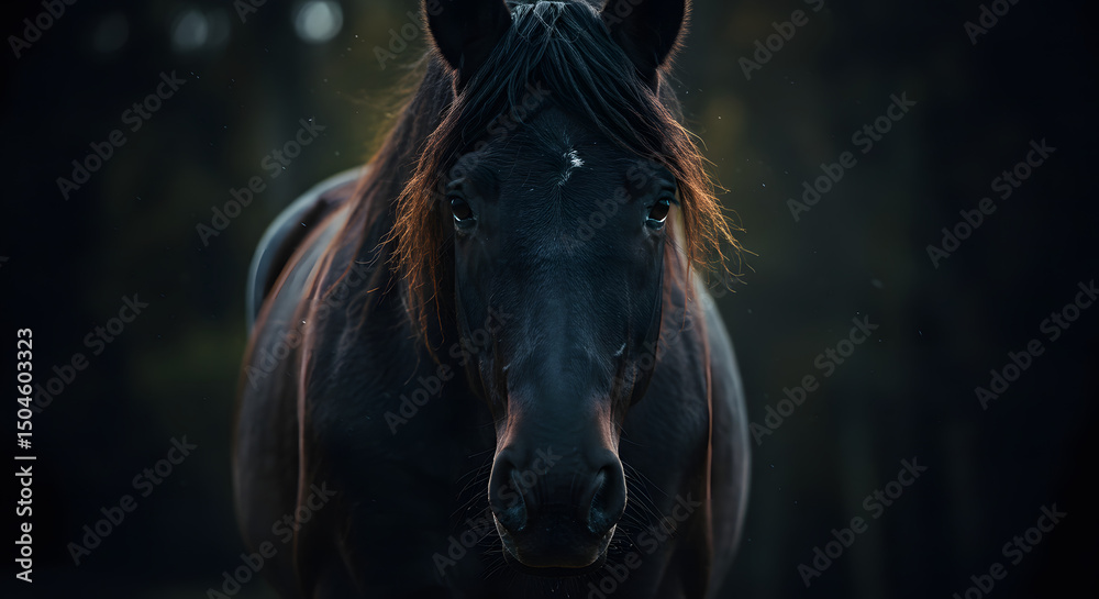 Fototapeta premium portrait of a black horse close up