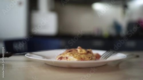 Cutting Into a Delicious Omelette with Wine — Gourmet Breakfast and Wine Pairing