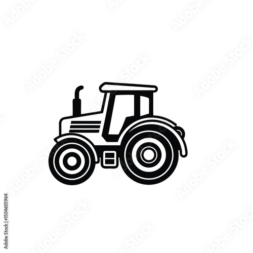 tractor isolated on white background black vector 